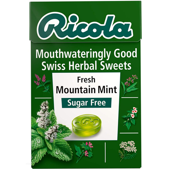 Ricola Mountain Mint Sugar Free Swiss Herbal Sweets, Herb Drops - Pack of 10 Boxes