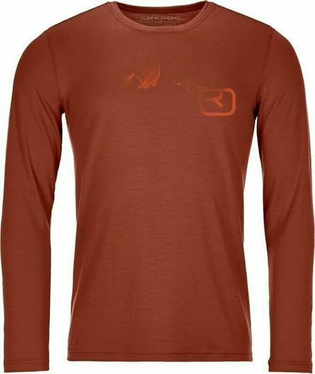 Ortovox Thermal Underwear 190 Merino Logo Spray LS M Clay Orange XL
