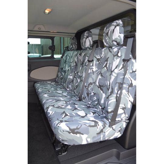 (Grey Camouflage, Crew Rear Triple [DCIV]) TURTLE COVERS Ford Transit Custom 2013+ Seat Covers