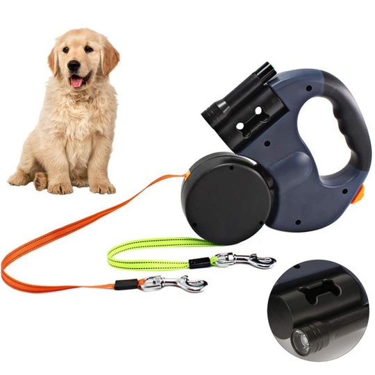 Dual Head Automatic Retractable Dog Leash Pet Collar For Dogs Walking