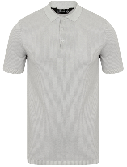 Polo Shirts Dangerfield Plaited Knitted Polo Shirt in Laundered Ecru - Dissident / M - Tokyo Laundry