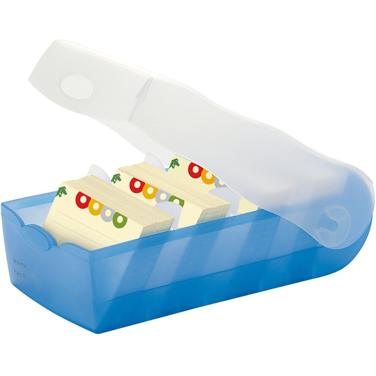 HAN 997-643, CROCO Flashcard Index Box. For learning vocabulary in an ingeniously simple way, A7, translucent blue