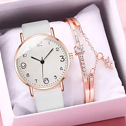 Quartz Watch for Women Analog Quartz Stylish Minimalist Casual Creative With Jewelry Metal PU Leather Creative / One Year Lightinthebox
