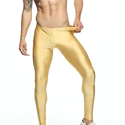 Men's Running Tights Leggings Base Layer Bottoms Athletic Athleisure Winter Breathable Quick Dry Soft Fitness Gym Workout Running Sportswear Activewear Solid Colored Golden Silver Dark Blue / Skinny Lightinthebox