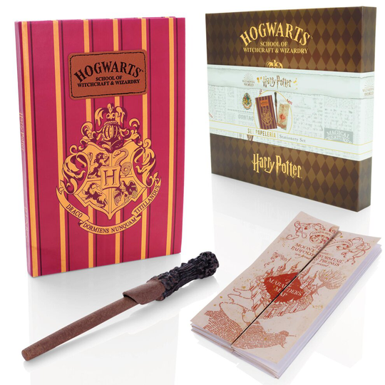 Harry Potter Diary Notebook Stationery Gift Set With Marauders Map & Wand Pen