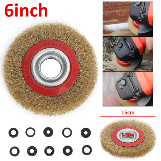 Wire Wheel Grinder Bench Grinding 6" Wire Brush Fine With 10 Reducers