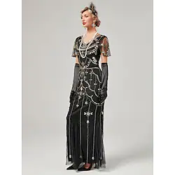 The Great Gatsby Charleston Roaring 20s 1920s Cocktail Dress Vintage Dress Flapper Dress Masquerade Prom Dress Women's Sequins Costume Vintage Cosplay Halloween Carnival Masquerade Dress Halloween Lightinthebox