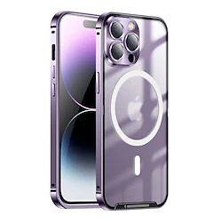 Phone Case For Apple Full Body Case Magnetic Adsorption Clear Case iPhone 14 Pro Max iPhone 13 Pro Max Compatible with MagSafe Transparent Aluminum Alloy Tempered Glass Metal Lightinthebox