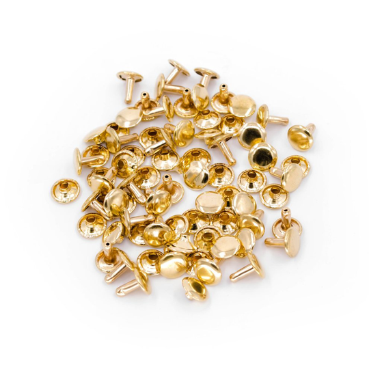 (7mm, Gold) Trimming Shop Double Cap Studs Tubular Rivets for DIY