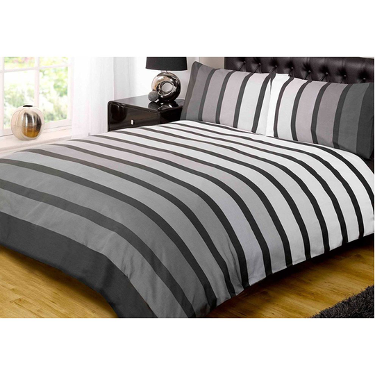 (Single) "Soho" Black Striped Duvet Set by Finest Homeware