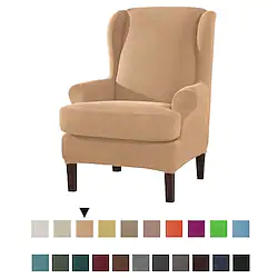Wingback Chair Cover Stretch Sofa Slipcover Elastic Couch Cover With T Cushion Cover Plain Solid Color Soft Durable Lightinthebox