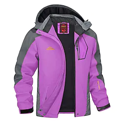 Women's Waterproof Hiking Jacket Rain Jacket Hiking Windbreaker Outdoor Thermal Warm Waterproof Windproof Breathable Outerwear Hoodie Trench Coat Hunting Fishing Climbing Red Blue Purple Rose Red Lightinthebox