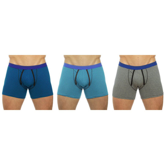 (M, Black Stripe) Tom Franks Mens Cotton A Front Boxer Short Trunk (Pack of 3)