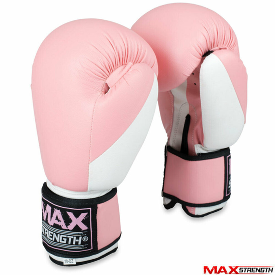 (Pink/White, 10oz) Punch Boxing Gloves Training MMA Sparring Punching Fight Muay Thai Kickboxing