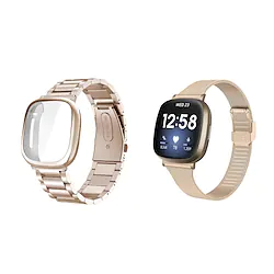 2 PCS Smart Watch Band for Fitbit Versa 3 / Sense Stainless Steel Smartwatch Strap Adjustable Quick Release Shockproof Metal Band Replacement Wristband Lightinthebox