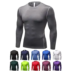 Men's Compression Shirt Long Sleeve Tee Tshirt Athletic Winter Spandex Breathable Quick Dry Sweat wicking Fitness Gym Workout Running Sportswear Activewear Solid Colored Navy Wine Red Black Lightinthebox