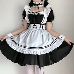 Inspired by Cosplay Maid Costume Anime Cosplay Costumes Japanese Cosplay Suits Dresses Dress Neckwear Wristlet For Women's / Washable / Wet and Dry Cleaning / Outfits / Vacation Dress / Sweet Lolita Lightinthebox