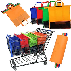 Supermarket Shopping Cart Bag 4pcs Set Non-woven Mesh Bag Folding Shopping Bag Non-woven Portable Thermal Insulation Bag Lightinthebox