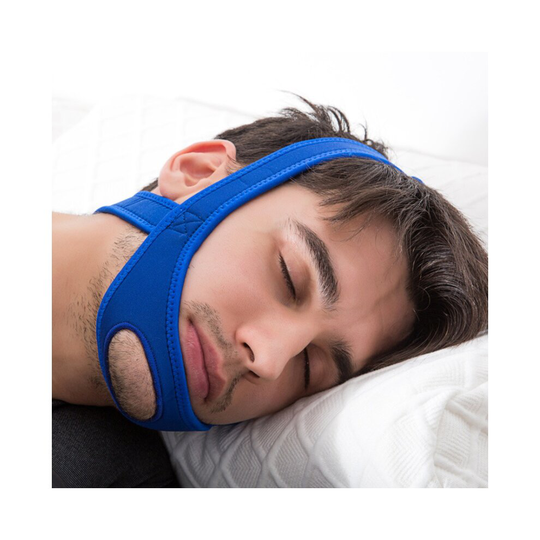(Blue) New Neoprene Anti Snore Stop Snoring Chin Strap Belt Anti Apnea