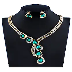 1 set Bridal Jewelry Sets For Women's Blue Green Red Christmas Party Wedding Rhinestone Glass Alloy Link / Chain Drop / Gift / Engagement Lightinthebox