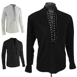 Knight Ritter Retro Vintage Punk Gothic Medieval Steampunk 17th Century Blouse / Shirt Masquerade Tuxedo Men's Adults' Costume Vintage Cosplay Party Halloween Long Sleeve Shirt Halloween / Washable Lightinthebox