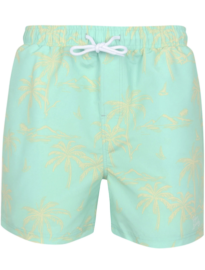 Swim Shorts Citara Palm Tree Print Swim Shorts In Beach Glass Aqua - Tokyo Laundry / S - Tokyo Laundry