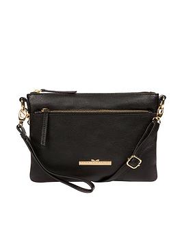 Pure Luxuries London Lytham Zip Top Leather Cross Body Clutch Bag