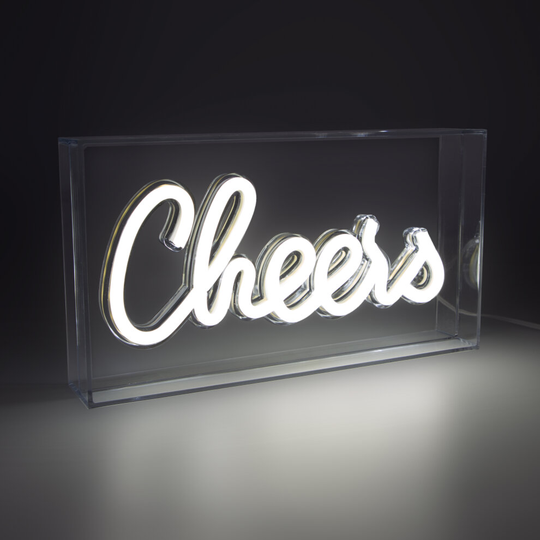 (Cheers) Global Gizmos Neon Light Signs / Acrylic Box Lights / Energy Efficient LEDs / USB Powered / Signs for Bars, Bedrooms, Kitchens & More
