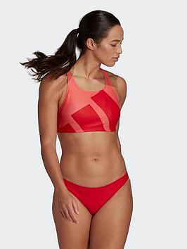 adidas Big Logo Graphic Bikini, Green, Size Xs, Women