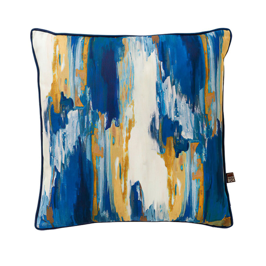 (Blue/Ochre) Scatter Box Brindle Feather Filled Cushion, 43 x 43 Cm