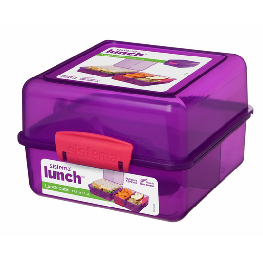 Sistema 3 Compartment 1.4L Lunch Cube Box Purple