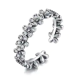 Open Ring Party Classic Silver S925 Sterling Silver Flower Shape Vintage Simple 1PC Zircon Lightinthebox