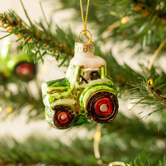 3 Tractor Christmas Baubles, Boxed Festive Hanging Tree Decorations, Farm Christmas Keepsake Gifts, Hanging Decorations