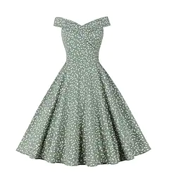 Cosplay Vintage 1950s Hepburn A-Line Dress Women's Flounced Costume Vintage Cosplay Holiday Dress Family Gathering Sleeveless Medium Length Ball Gown Dress Carnival / Cotton Lightinthebox