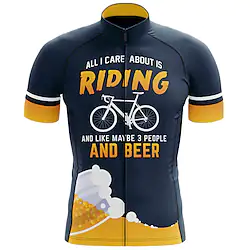 21Grams Men's Cycling Jersey Short Sleeve Bike Top with 3 Rear Pockets Mountain Bike MTB Road Bike Cycling Breathable Quick Dry Moisture Wicking Reflective Strips Black Yellow Dark Navy Spandex Sports Lightinthebox