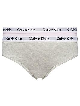 Calvin Klein Girls 2 Pack Bikini Briefs - Grey/Pink