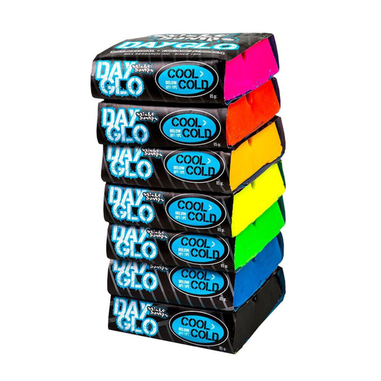 (orange, 85 grams) Sticky Bumps Day glo cool/cold surfboard wax