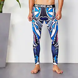 Men's Running Tights Leggings Base Layer Base Layer Sports Outdoor Athletic Winter Breathable Moisture Wicking Soft Fitness Gym Workout Running Sportswear Activewear Optical Illusion Yellow Blue Lightinthebox
