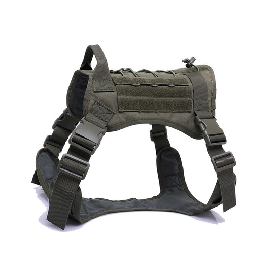 (Ranger Green-Harness Only, XL) Tactical Dog Harness Vest With Handle And Bungee Dog Leash
