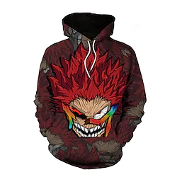 Inspired by My Hero Academia / Boku No Hero Kirishima Eijiro Hoodie Cartoon Manga Anime Front Pocket Graphic Hoodie For Men's Women's Unisex Adults' 3D Print 100% Polyester Lightinthebox