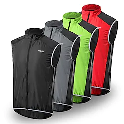 Arsuxeo Men's Cycling Vest Windbreaker Rain Jacket Windproof Breathable Quick Dry Reflective Strips Bike Vest / Gilet Jacket Mountain Bike MTB Road Bike Cycling City Bike Cycling Black Green Grey Lightinthebox