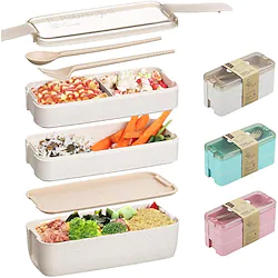 900ml Portable Lunch Box 3 Layer Wheat Straw Bento Boxes Microwave Dinnerware Food Storage Container Foodbox 1set Lightinthebox