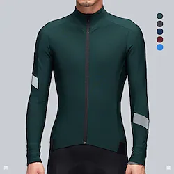 21Grams Men's Cycling Jersey Long Sleeve Bike Jersey Top with 3 Rear Pockets Mountain Bike MTB Road Bike Cycling Breathable Quick Dry Moisture Wicking Reflective Strips Wine Red Black Blue Color Block Lightinthebox