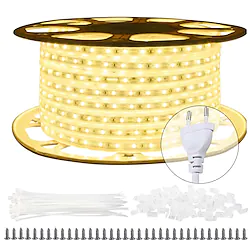 LED Strip Light Plug in Outdoor Waterproof IP67 AC220V 4040 LED Strip Light Diode Tape Holiday Decorative Light LED String with 60led / m with EU Plug Lightinthebox