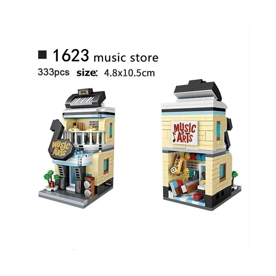 (1623) DIY Mini City Street View Building Bricks Construction Blocks Toy Kids Xmas Gift without box