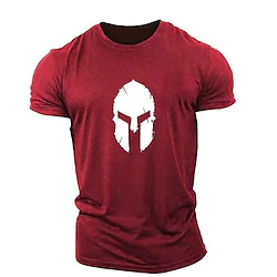 Men's Sweatshirt Short Sleeve Tee Tshirt Casual Spandex Quick Dry Fitness Gym Workout Running Sportswear Activewear Skull Wine Red Old blue Green Lightinthebox