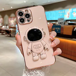 Phone Case For Apple iPhone 14 Pro Max 13 12 11 Pro Max Mini X XR XS 8 7 Plus Bling Plating Astronaut Hidden Stand Case Cute 6D Stand Glitter Phone Case for Women Girls Soft TPU Shockproof Back Cover Lightinthebox