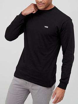 Vans Left Chest Hit Long Sleeve T-Shirt - Black/White, Black/White, Size L, Men
