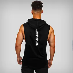 Men's Running Tank Top Sleeveless Hoodie Street Athleisure Breathable Quick Dry Moisture Wicking Exercise Sportswear Activewear Solid Colored Black Blue Red Lightinthebox