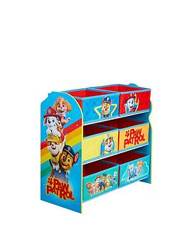 Paw Patrol Kids Bedroom Toy Storage Unit With 6 Fabric Storage Boxes